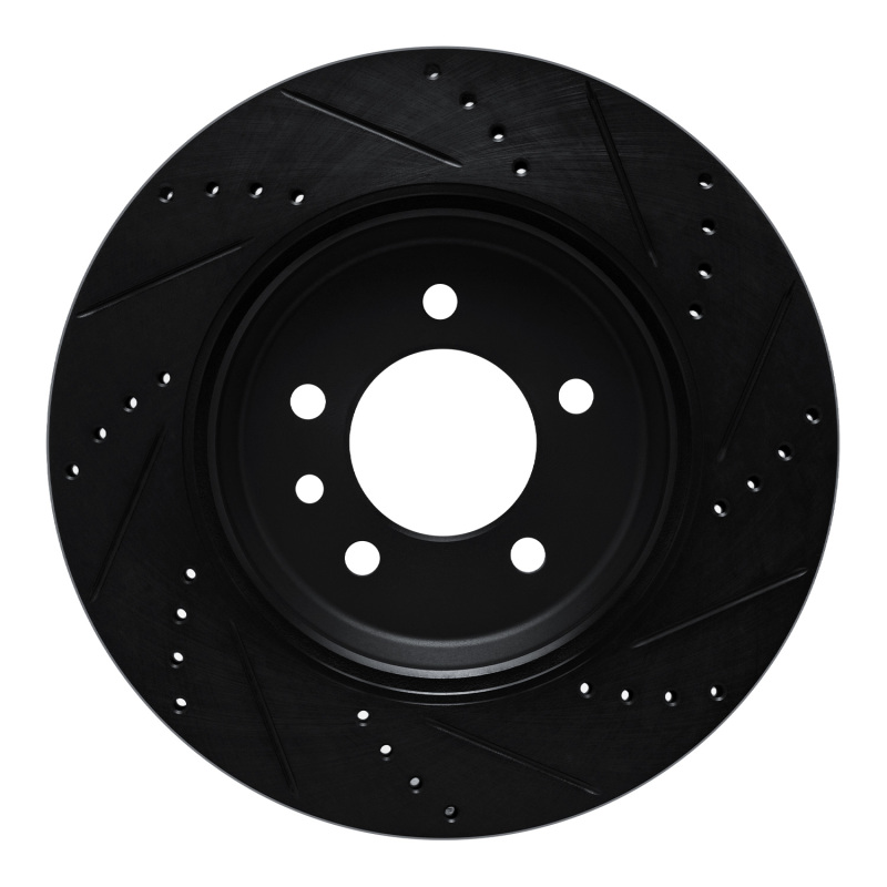 Land Rover Defender 110 Brake Rotor (1) - Rear Left - R1 Concepts - Drilled & Slotted - Black - `20-`25